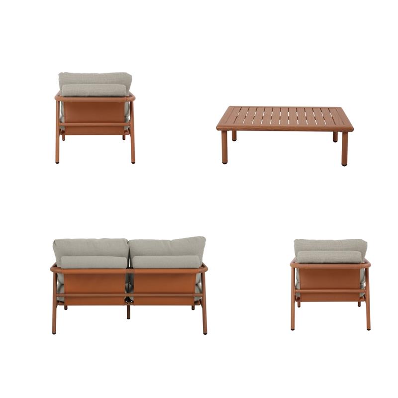 NAYARA SET ALLUMINIO EFFETTO LEGNO 4 POSTI BEIGE