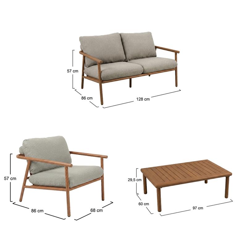 NAYARA SET ALLUMINIO EFFETTO LEGNO 4 POSTI BEIGE