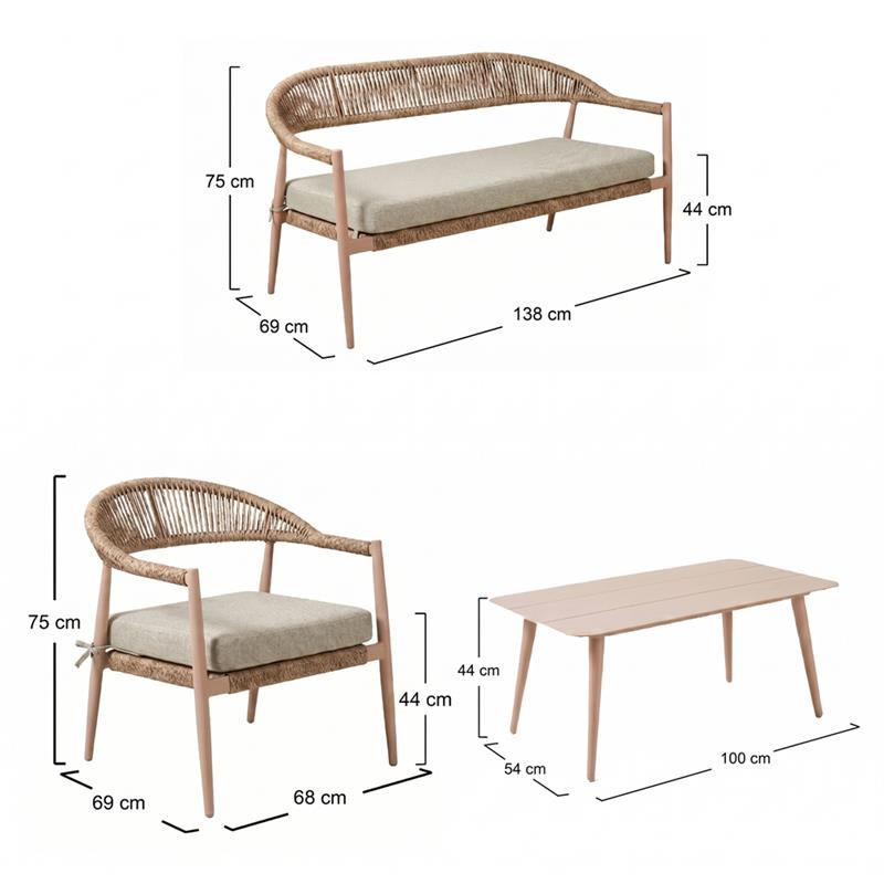 SATORI SET ALLUMINIO 4 POSTI MOCHA MOUSSE