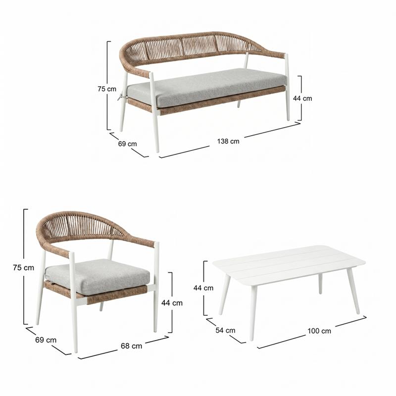 SATORI SET ALLUMINIO 4 POSTI BIANCO