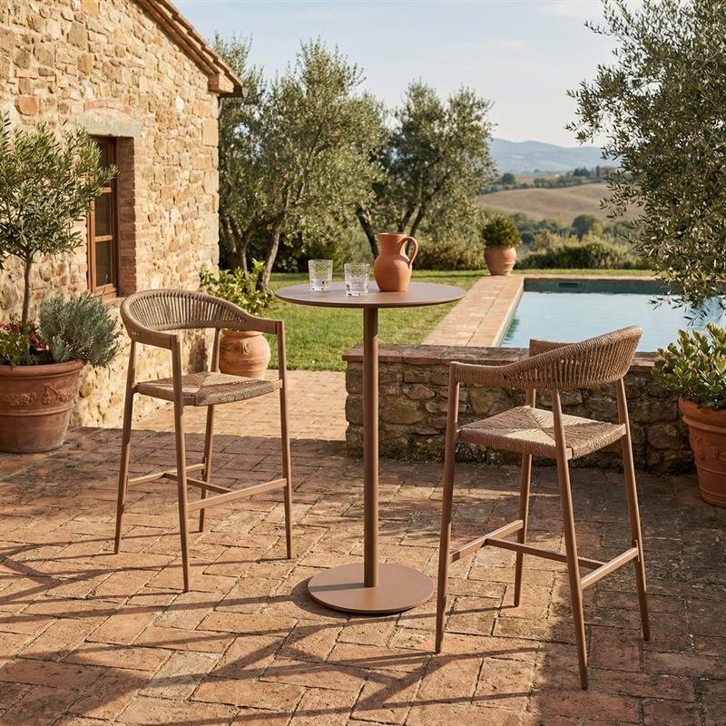 SATORI TAVOLO ALLUMINIO ALTO TONDO MOCHA MOUSSE