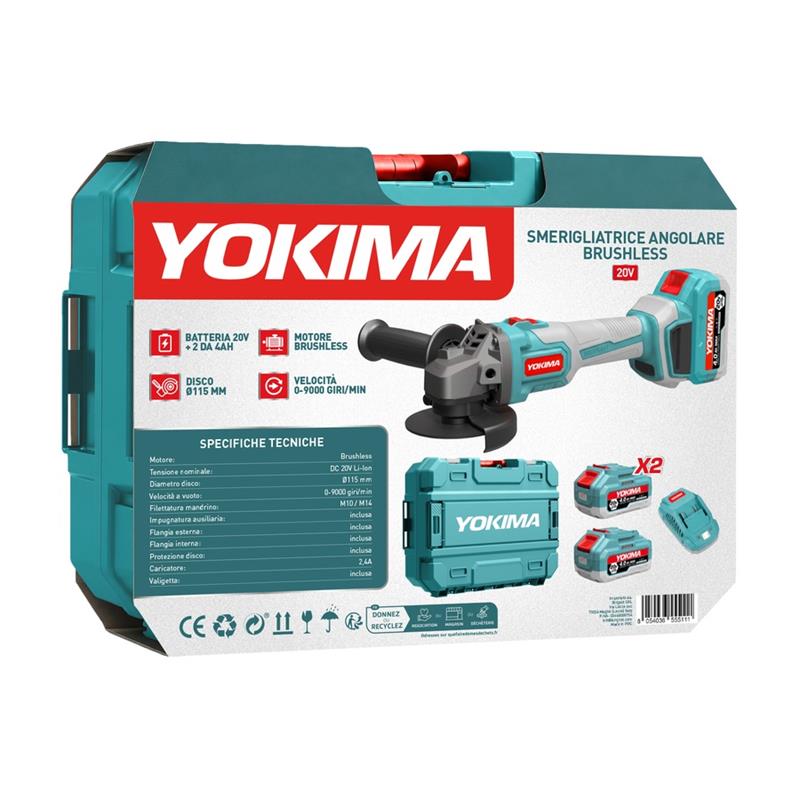 YOKIMA SMERIGLIATRICE ANGOLARE 20V BRUSHLESS