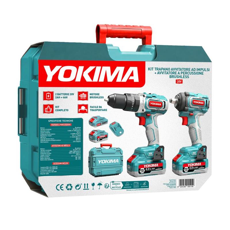 YOKIMA KIT TRAPANO + AVVITATORE + 2 BATT