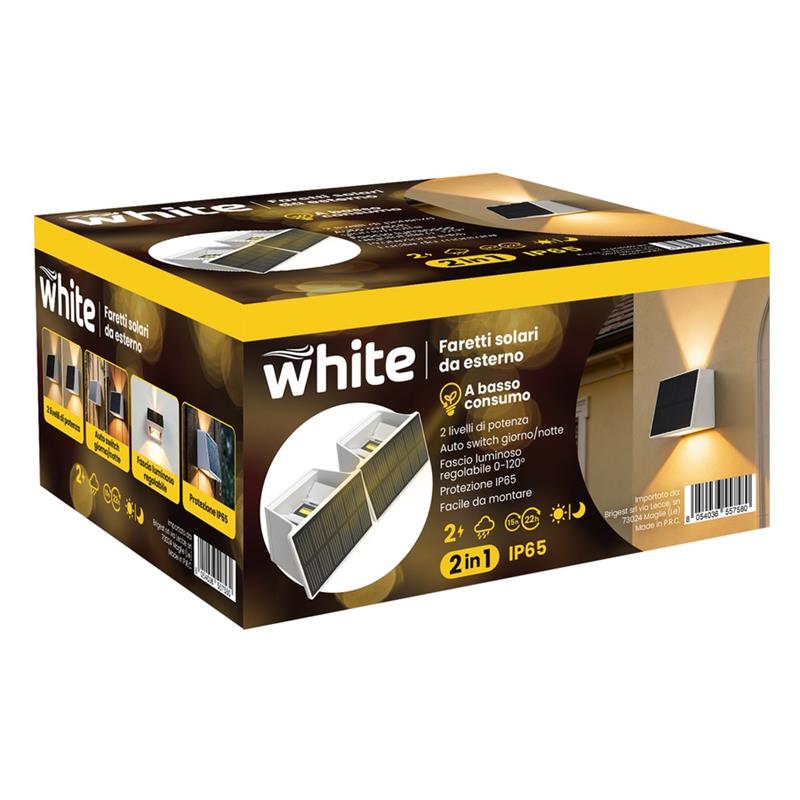 APPLIQUE LED SOLARE BIDIREZIONALE BIANCA
