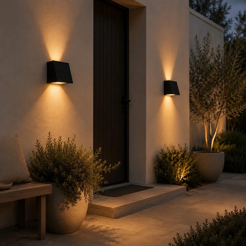 APPLIQUE LED SOLARE BIDIREZIONALE NERA