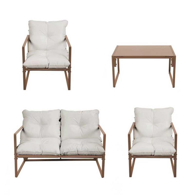 SQUARED SET METALLO 4 POSTI MOCHA MOUSSE