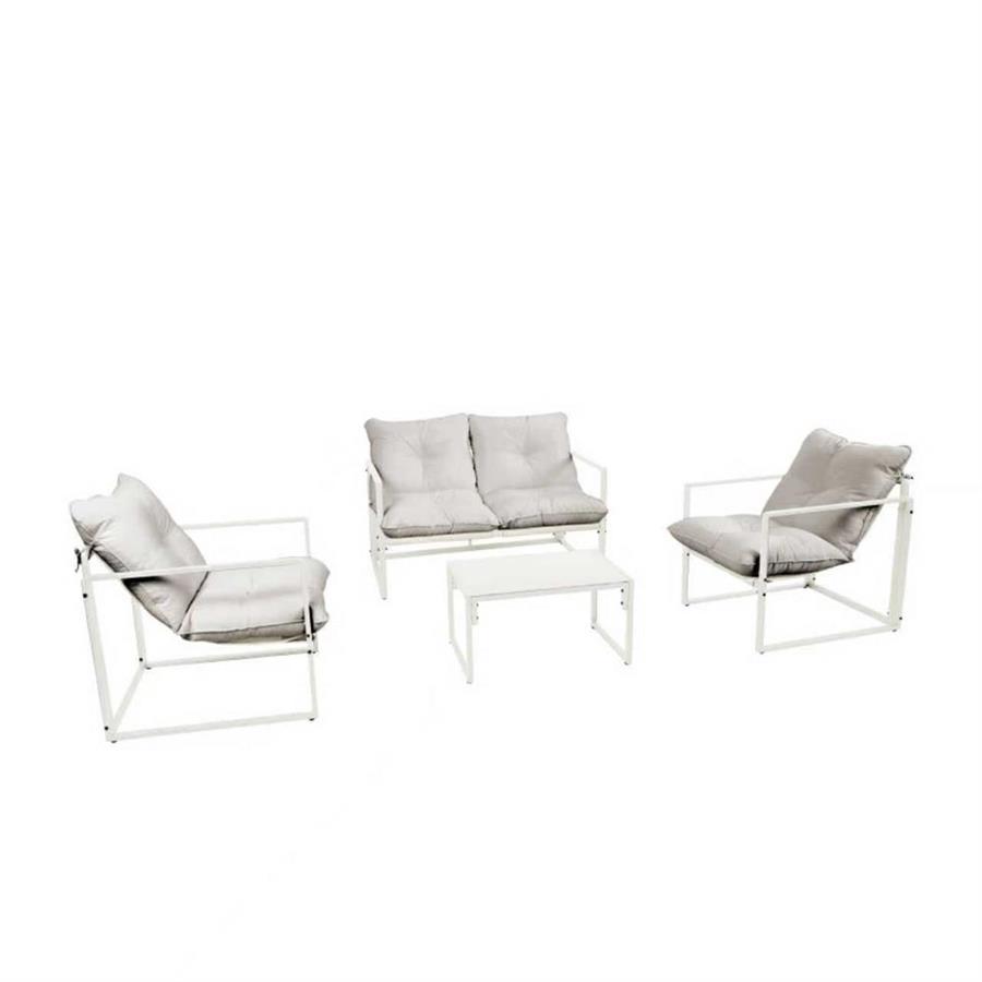 SQUARED SET METALLO 4 POSTI BIANCO