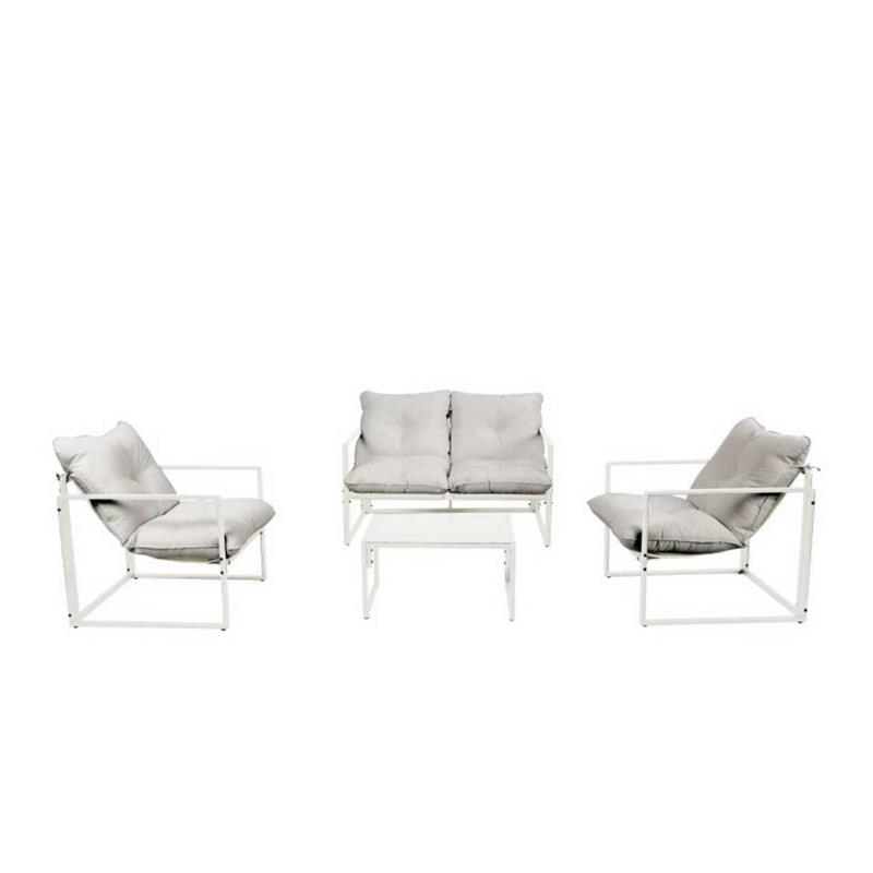 SQUARED SET METALLO 4 POSTI BIANCO