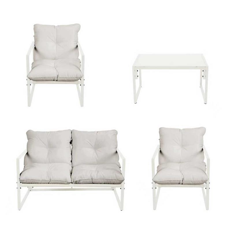 SQUARED SET METALLO 4 POSTI BIANCO