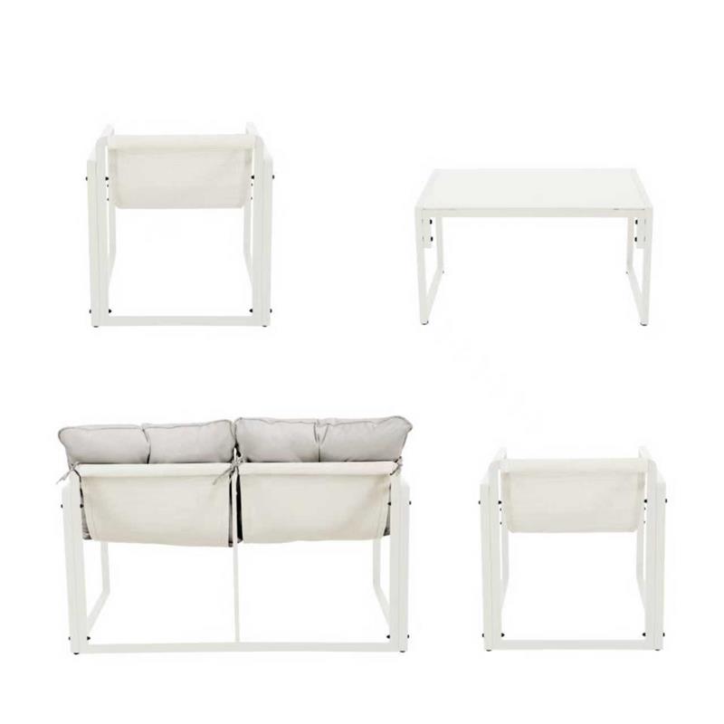 SQUARED SET METALLO 4 POSTI BIANCO