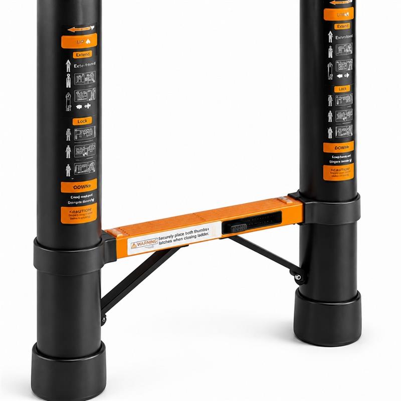 Scala telescopica singola nera in alluminio 2,6 m portata 150 kg