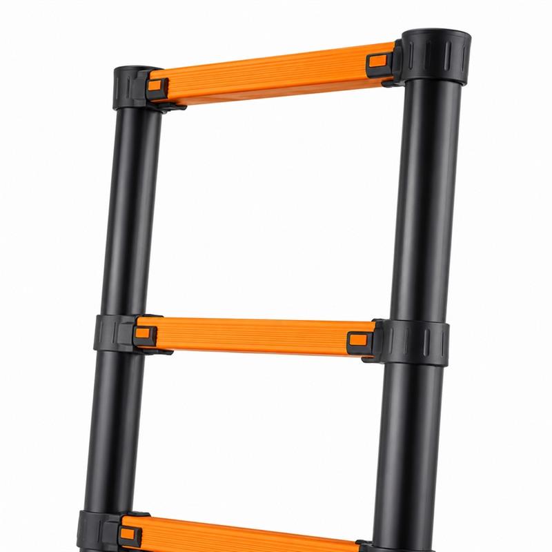 Scala telescopica singola nera in alluminio 3,8 m portata 150 kg