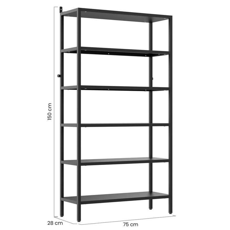 FLY LIBRERIA 6 RIPIANI NERA 75X28X150 CM