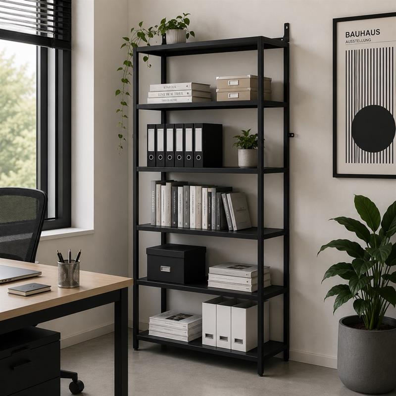FLY LIBRERIA 7 RIPIANI NERA 75X28X180 CM