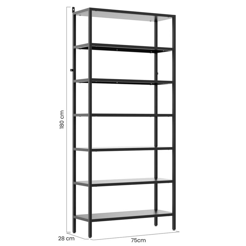 FLY LIBRERIA 7 RIPIANI NERA 75X28X180 CM