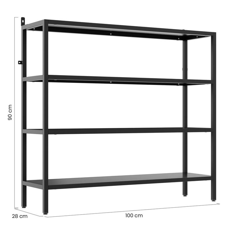 FLY LIBRERIA 4 RIPIANI NERA 100X28X90 CM