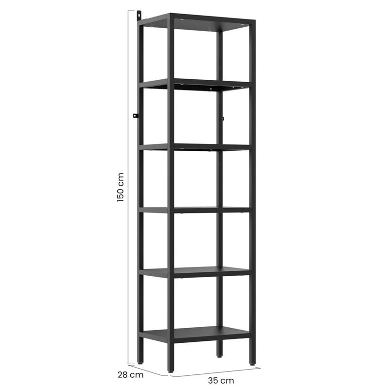 FLY LIBRERIA 6 RIPIANI NERA 35X28X150 CM