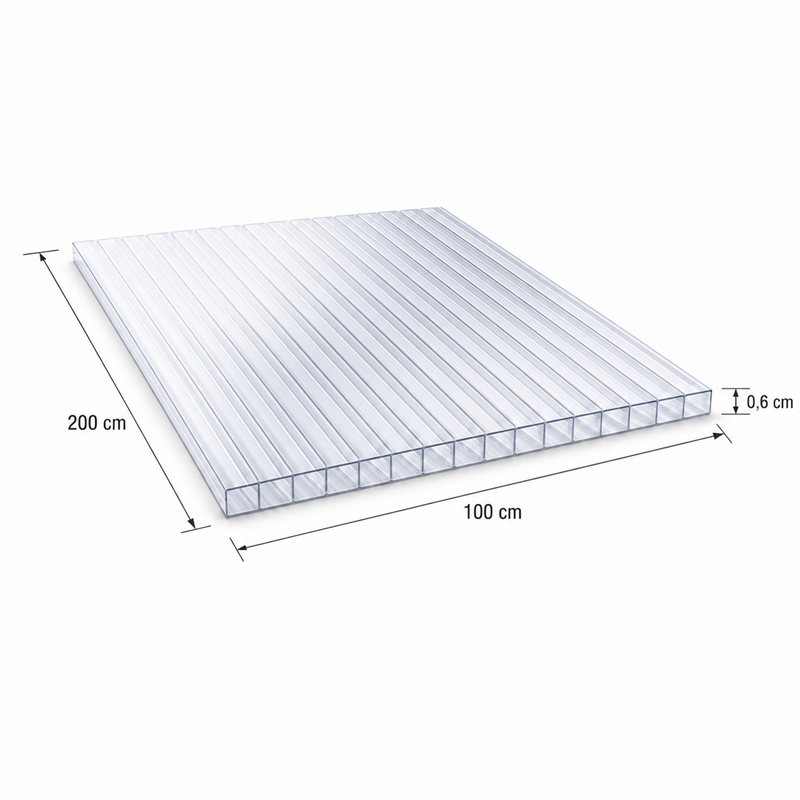 PANNELLO TRASP. IN POLICARBONATO ALVEOLARE 100X200X0,6 CM