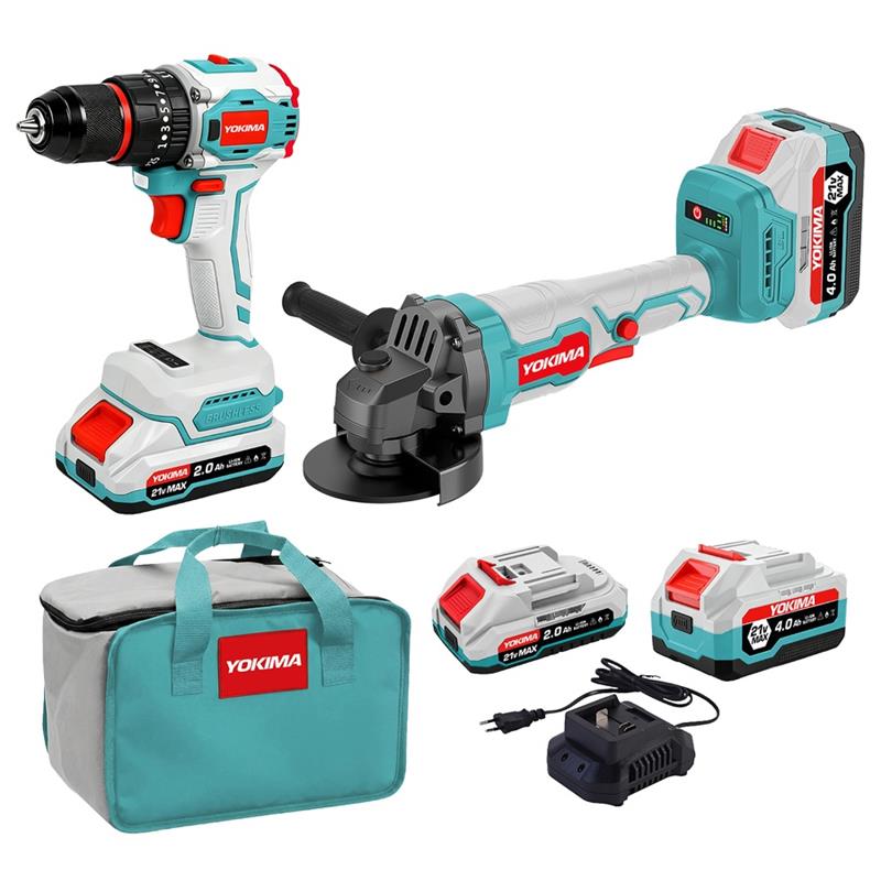 KIT SMERIGLIATRICE E TRAPANO 21V BORSA TESSUTO