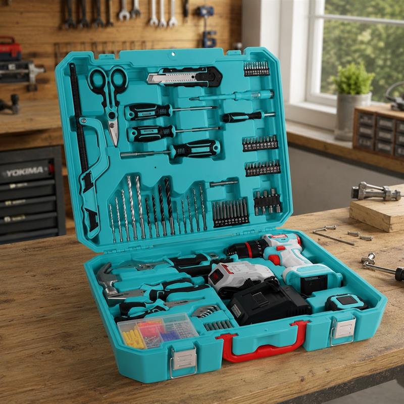 Kit trapano 21V con attrezzi in valigetta