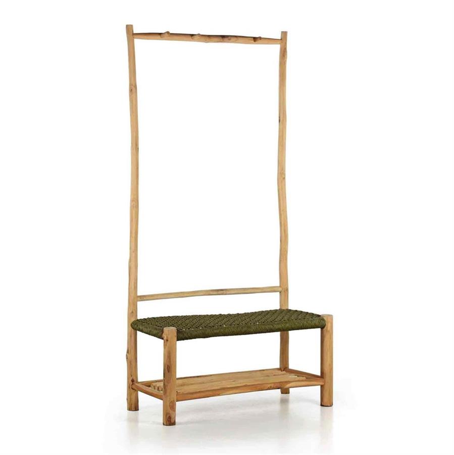 Panca appendiabiti teak riciclato 90x40x180 cm -  Terra
