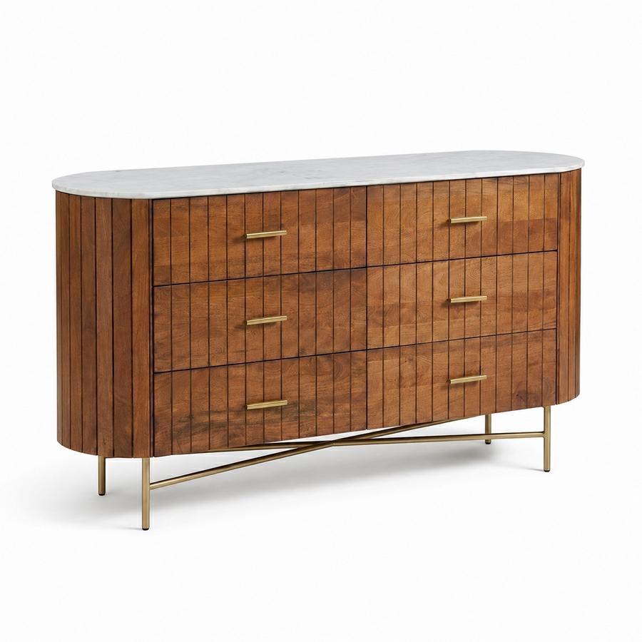 Credenza con top marmo 143x50x85 cm - Mulan