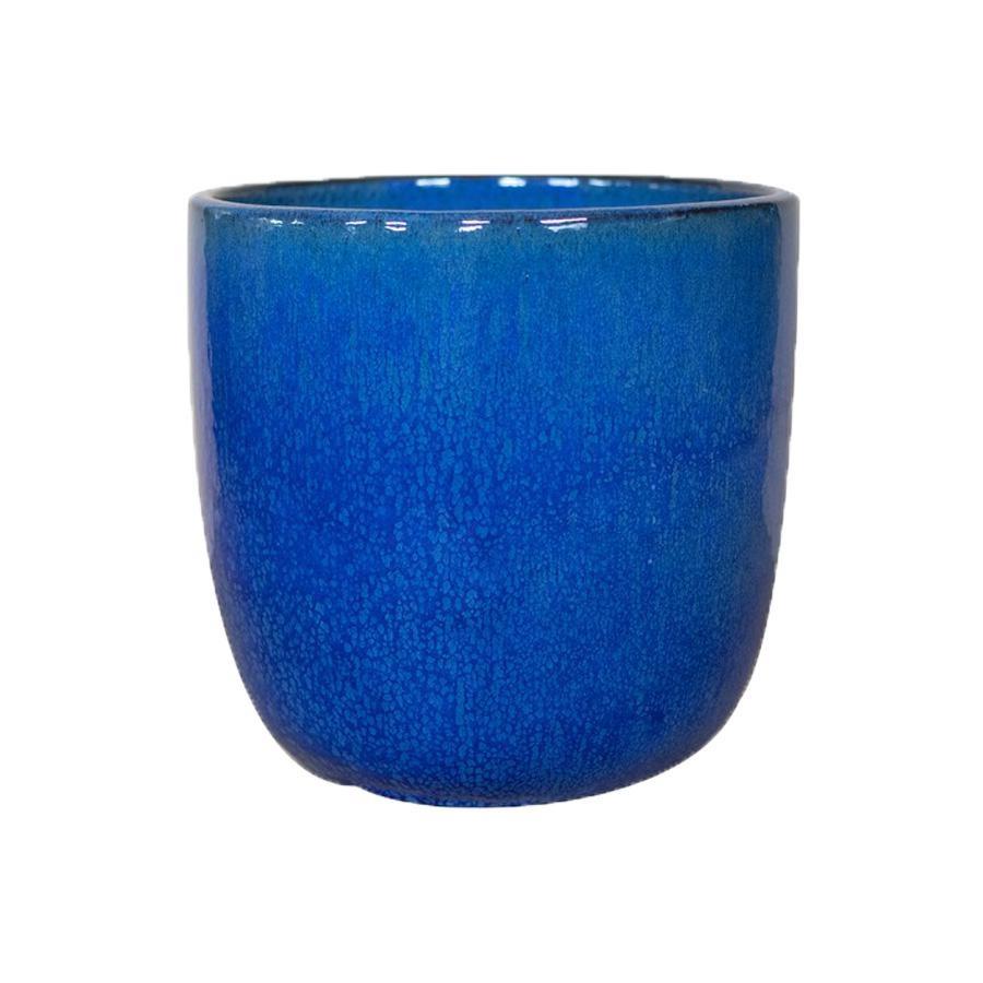 Vaso in terracotta decorato blu  27x27cm - Corfu