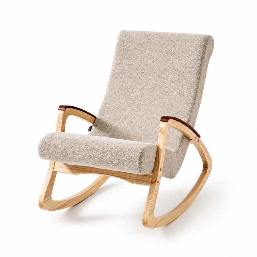 Sedia a dondolo in tessuto Bouclé beige - Swing