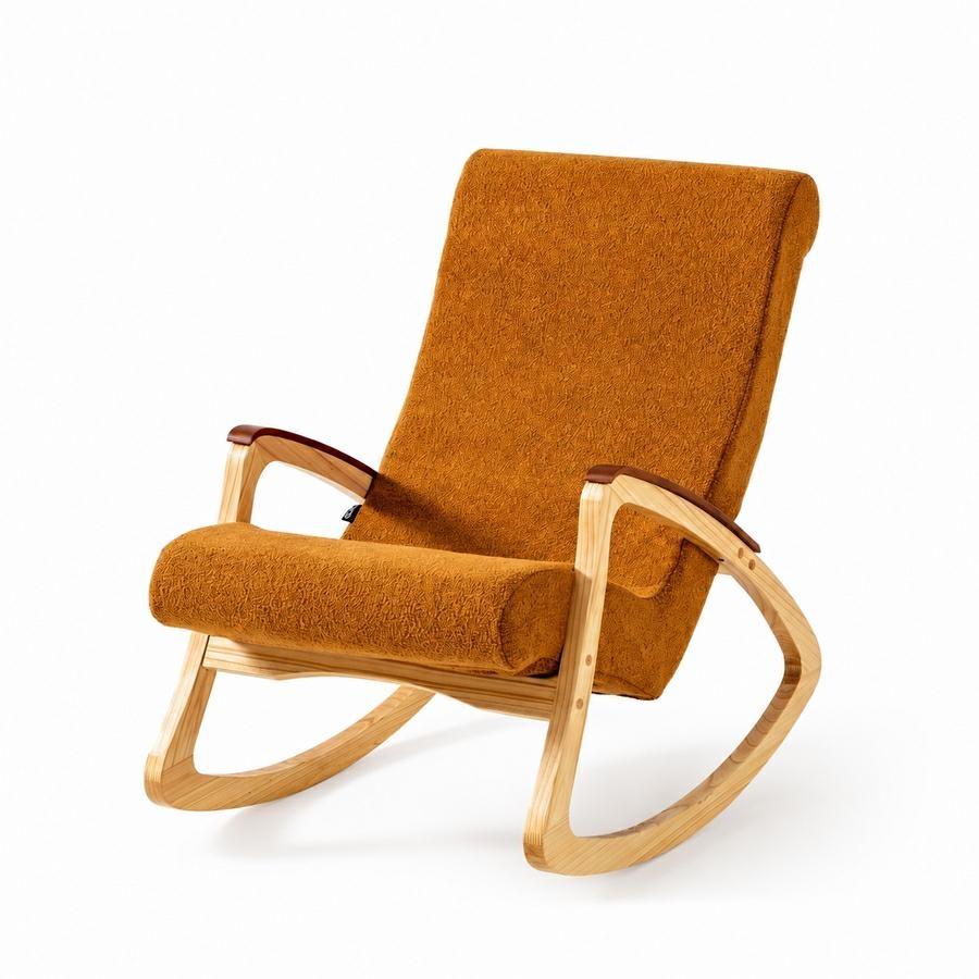 Sedia a dondolo in tessuto Bouclé ocra - Swing