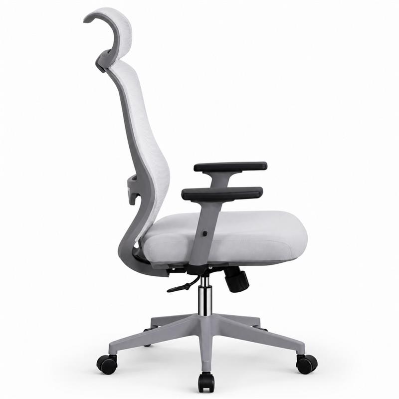 Sedia ufficio ergonomica in rete grigio chiaro con poggiatesta - Jeff