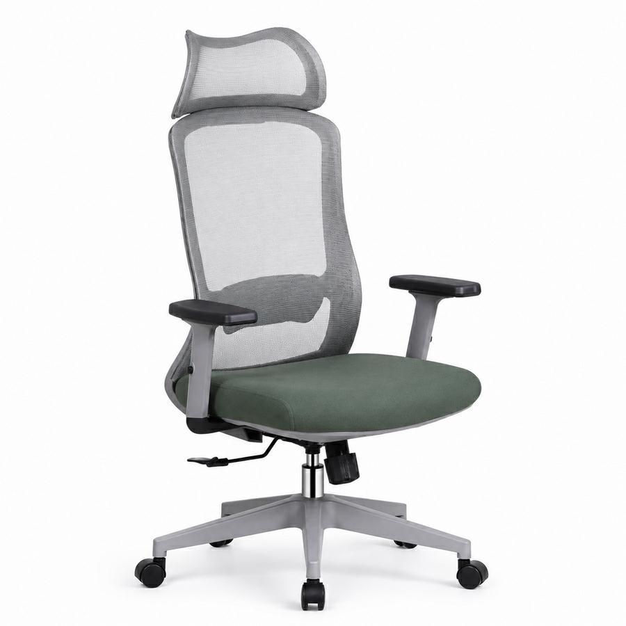 Sedia ufficio ergonomica in rete verde con poggiatesta - Jeff