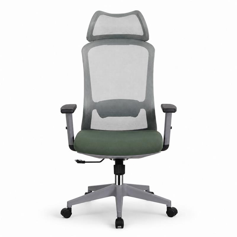 Sedia ufficio ergonomica in rete verde con poggiatesta - Jeff