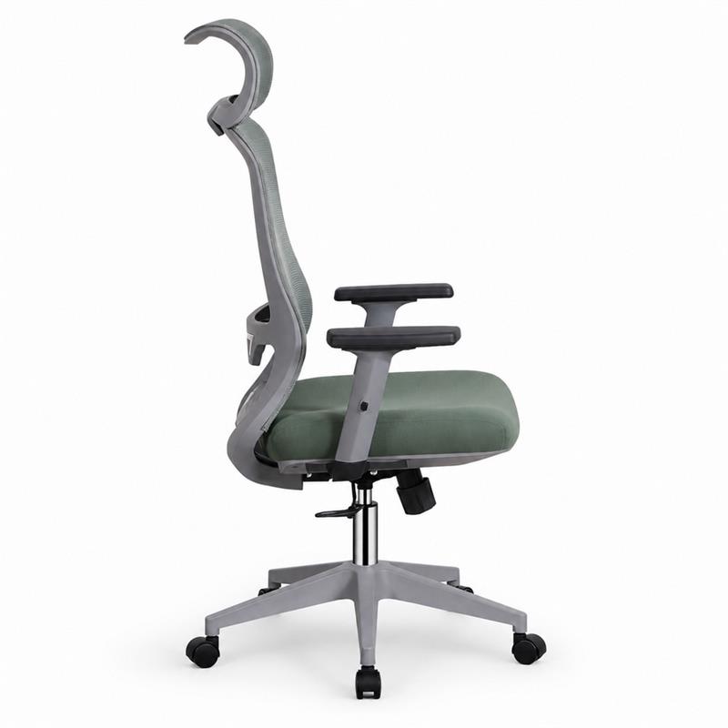 Sedia ufficio ergonomica in rete verde con poggiatesta - Jeff