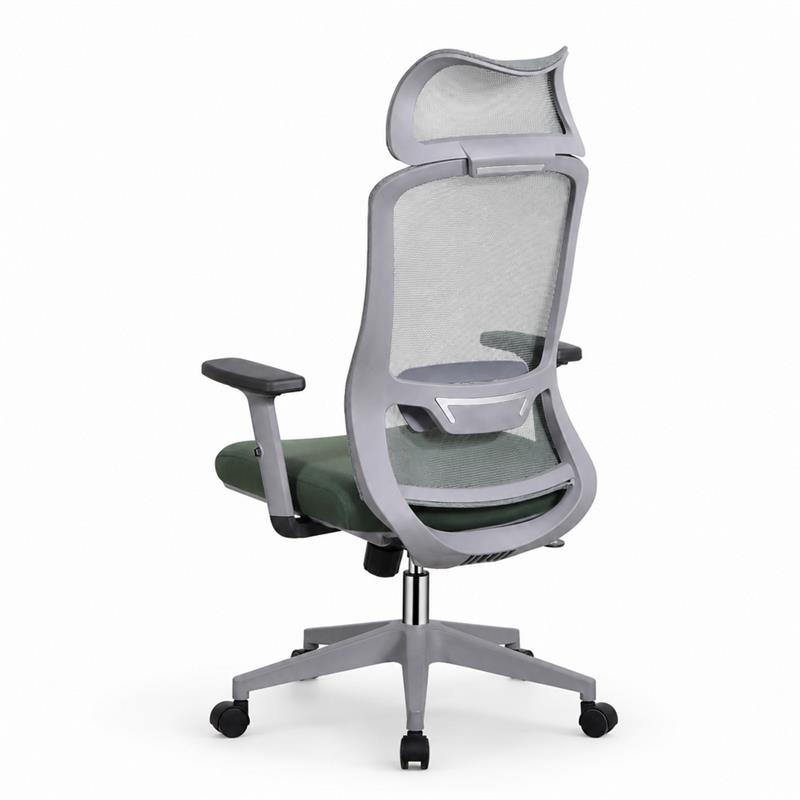 Sedia ufficio ergonomica in rete verde con poggiatesta - Jeff