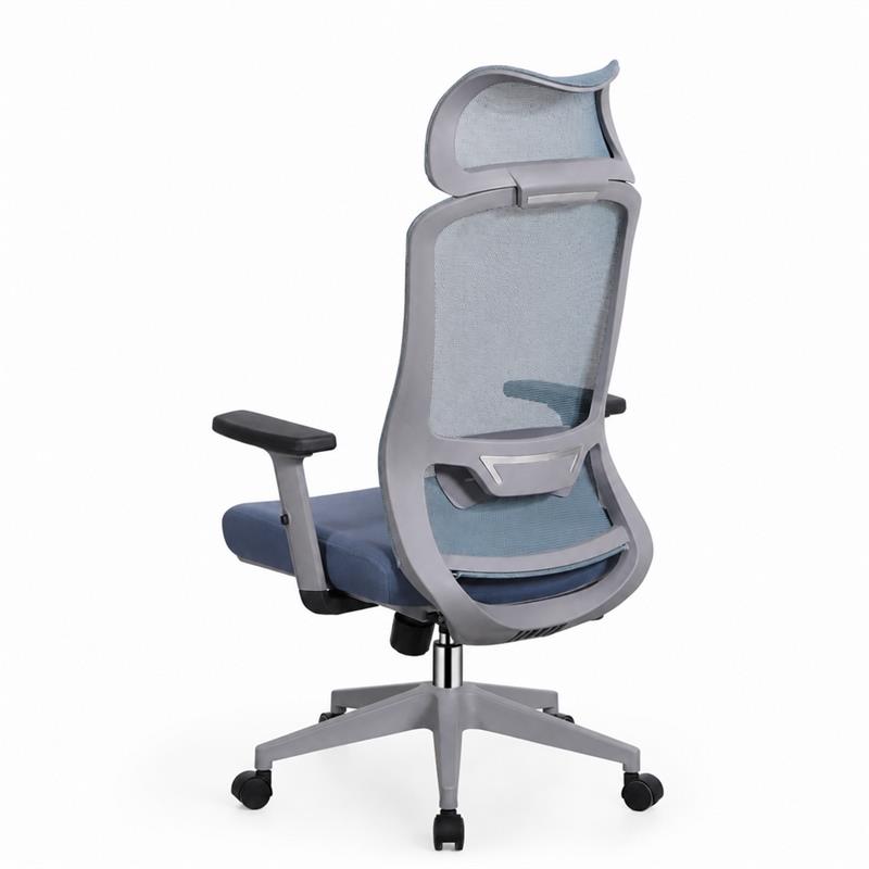 Sedia ufficio ergonomica in rete blu con poggiatesta - Jeff