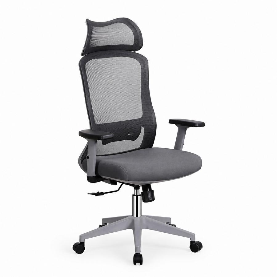 Sedia ufficio ergonomica in rete grigio scuro con poggiatesta - Jeff