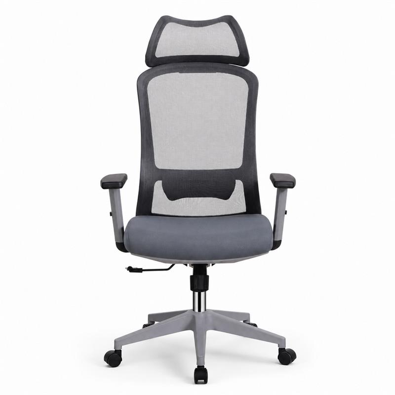 Sedia ufficio ergonomica in rete grigio scuro con poggiatesta - Jeff