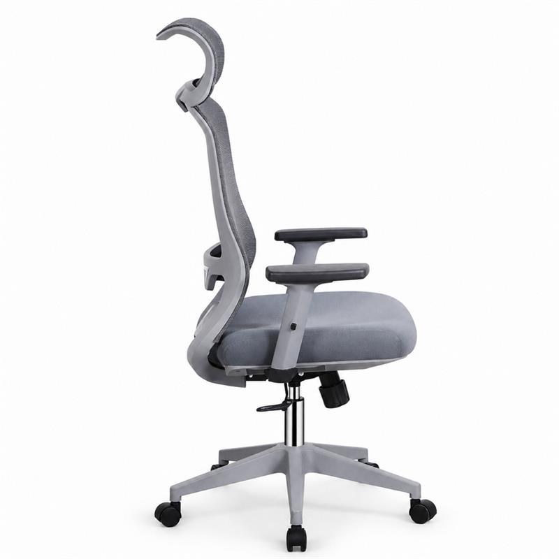 Sedia ufficio ergonomica in rete grigio scuro con poggiatesta - Jeff