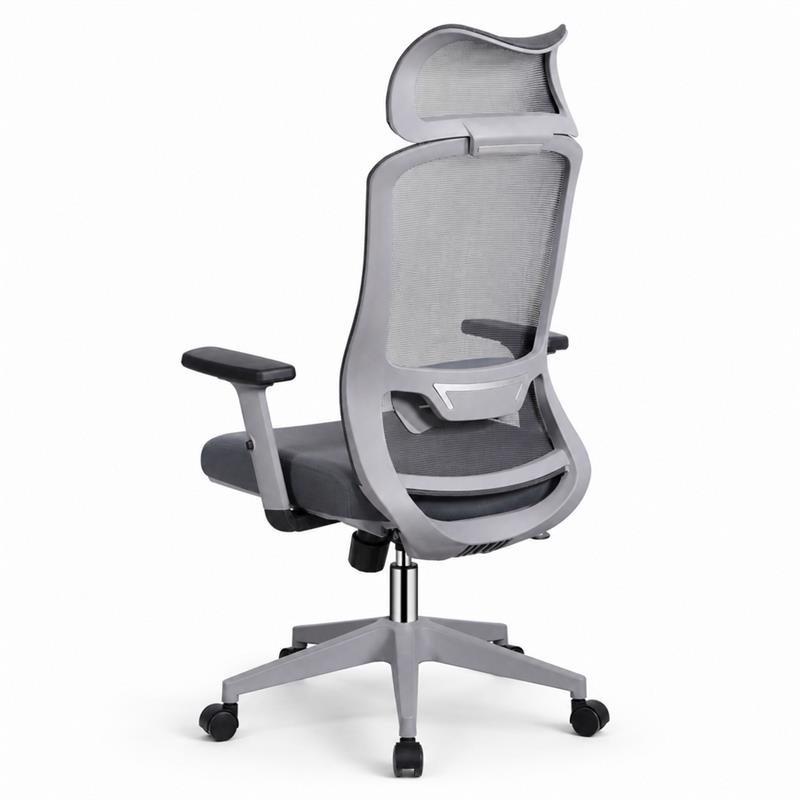 Sedia ufficio ergonomica in rete grigio scuro con poggiatesta - Jeff