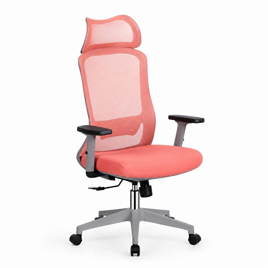 Sedia ufficio ergonomica in rete rossa con poggiatesta - Jeff