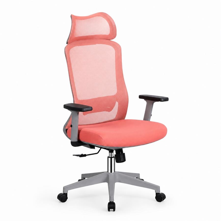 Sedia ufficio ergonomica in rete rossa con poggiatesta - Jeff