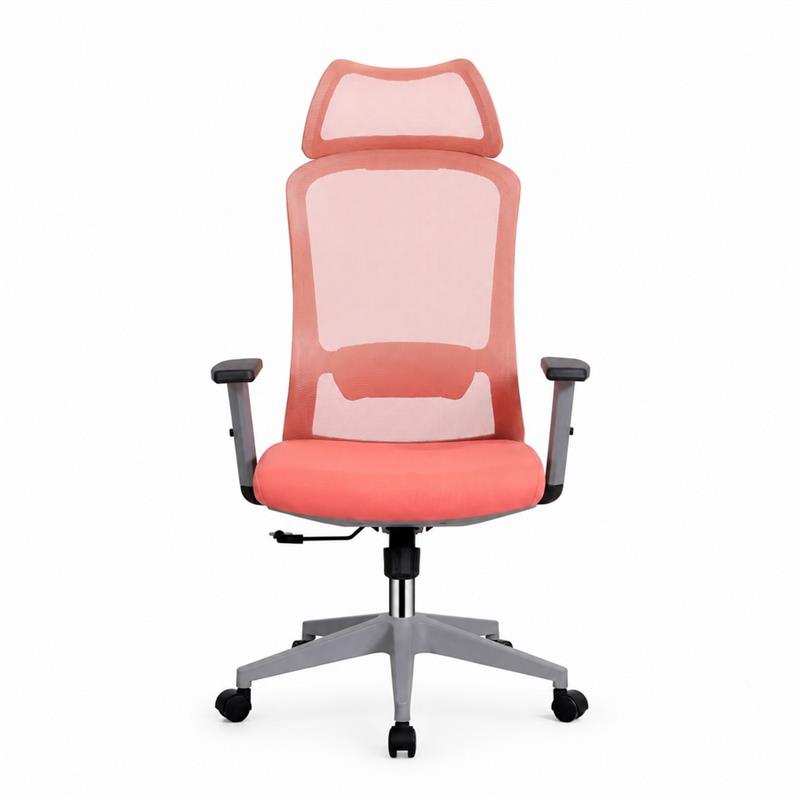 Sedia ufficio ergonomica in rete rossa con poggiatesta - Jeff