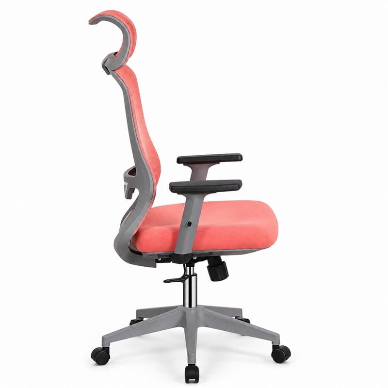 Sedia ufficio ergonomica in rete rossa con poggiatesta - Jeff