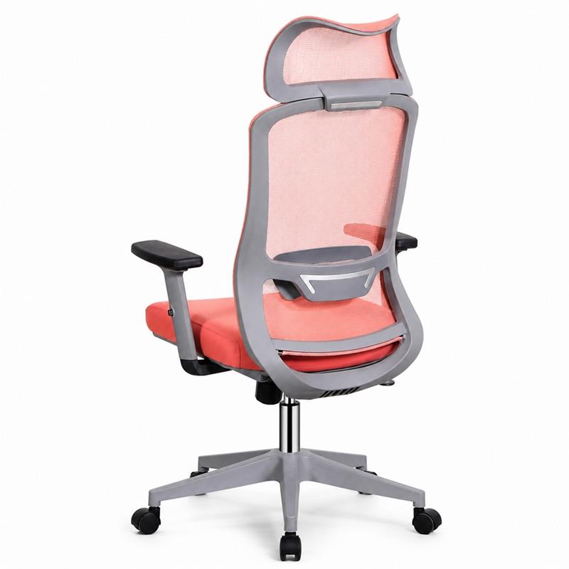 Sedia ufficio ergonomica in rete rossa con poggiatesta - Jeff
