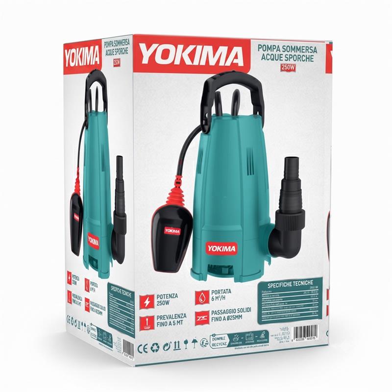 YOKIMA POMPA SOMMERSA ACQUE SPORCHE 250W