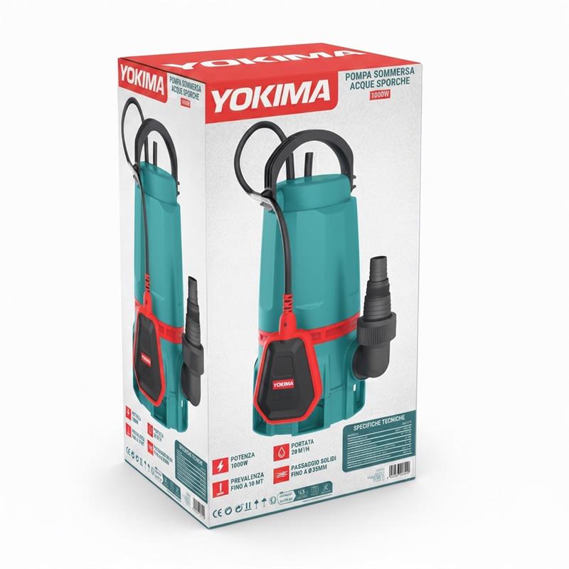 YOKIMA POMPA SOMMERSA ACQUE SPORCHE 1000W