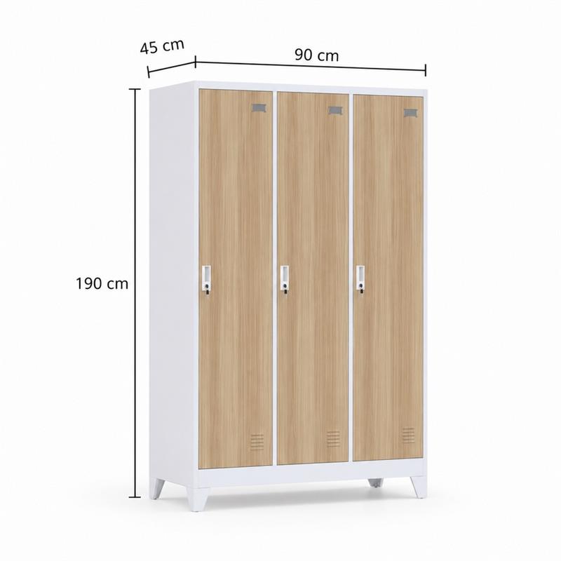 YUMI ARMADIO 3/A 90X45X190 CM ROVERE/BIANCO