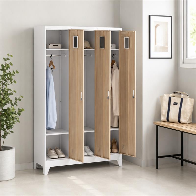 YUMI ARMADIO 3/A 90X45X190 CM ROVERE/BIANCO