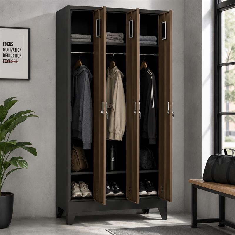 YUMI ARMADIO 3/A 90X45X190 CM NOCE/NERO