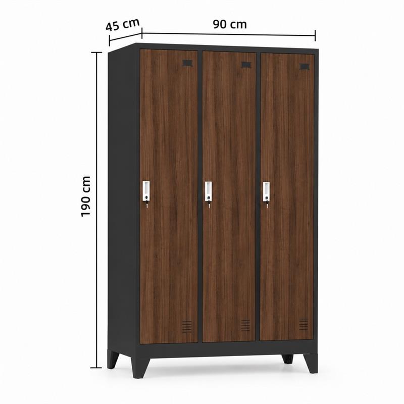 YUMI ARMADIO 3/A 90X45X190 CM NOCE/NERO
